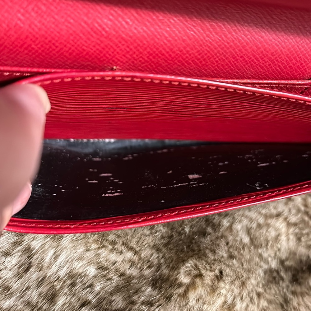 Rare Louis Vuitton Red Epi Porte Yen 3 Cartes Credit Bifold Long Wallet- Amazing - Picture 9 of 10